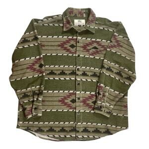 True Grit Vintage 90s Heavy Fleece Shirt Mens M Southwestern Aztec Made in USA